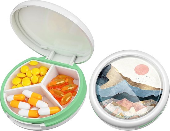 3 Compartments Waterproof Cute Small Pill Box for Wallet and Pocket - Travel Portable Multifunctional Pill Holder for Vitamins Fish Oil Supplements Pearls