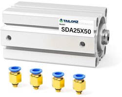 Pneumatische Luchtcilinder Dun Model 25mm Boring 50mm Slag, Aluminium Cilinder