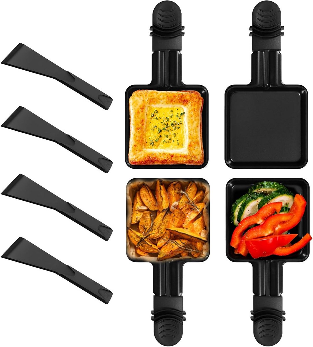 Set van 4 Mini Koekenpannen voor Raclette Grill, Anti-Aanbak