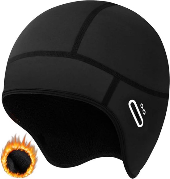 Bonnet de casque vélo - Bonnet cycliste - Sous casque - Bonnet de casque - Bonnets de sport coupe-vent pour casque - Bonnet de casque hiver vélo - Parfait pour casque de vélo, casque de ski et casque d'alpinisme - Polaire - Zwart