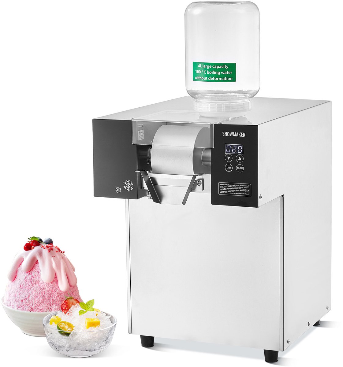 Commerciële Ijsmachine met Sneeuwvlokken, 175 kg/24 UUR, Roestvrij Staal, Elektrisch, Vloeistofkoeling voor Snelle Warmteafvoer