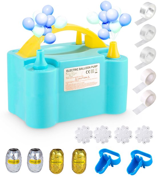 Elektrische ballonpomp, elektrische ballonopblaaspomp, dubbele sproeiers, 680 W ballonopblaaspomp voor ballonnen, boog- en slingerset met bindgereedschap D