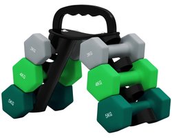 Halterset met Halterstandaard - Dumbells - Gewichten - Dumbells set van 6 Halters - Gewichten Fitness - 2 x 3 kg, 2 x 4 kg, 2 x 5 kg - Halter set voor Krachttraining, Workout, Gym