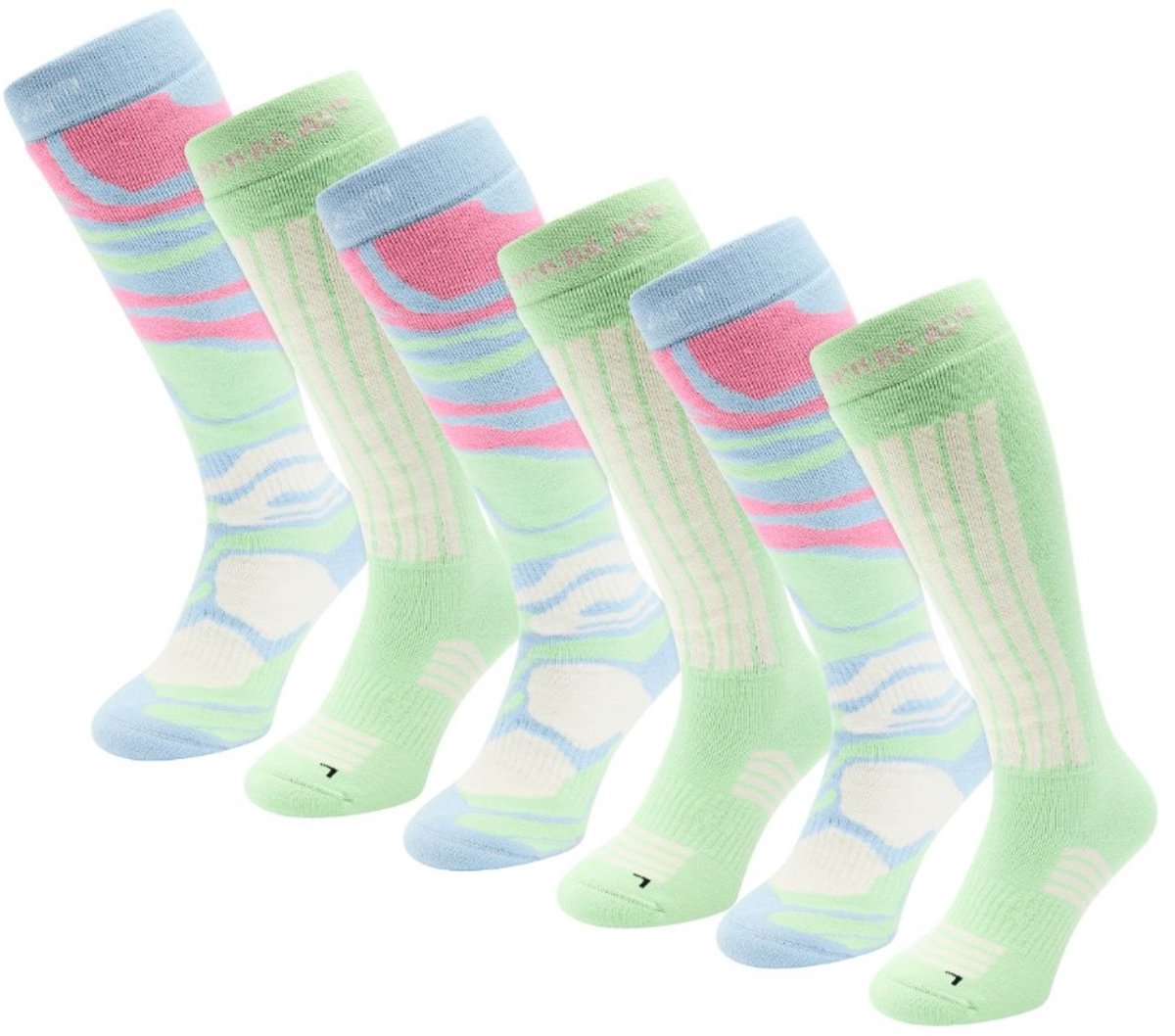 Poederbaas Skisokken Dames 6 paar Ice Blauw