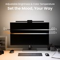 BenQ ScreenBar Halo 2 op een monitor, met instelbare helderheid en kleurtemperatuur van 2700K tot 6500K.