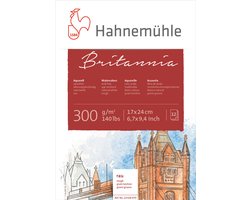 Hahnemuhle Aquarelblok Britannia 300 gram Rough 17x24 cm 12 vel