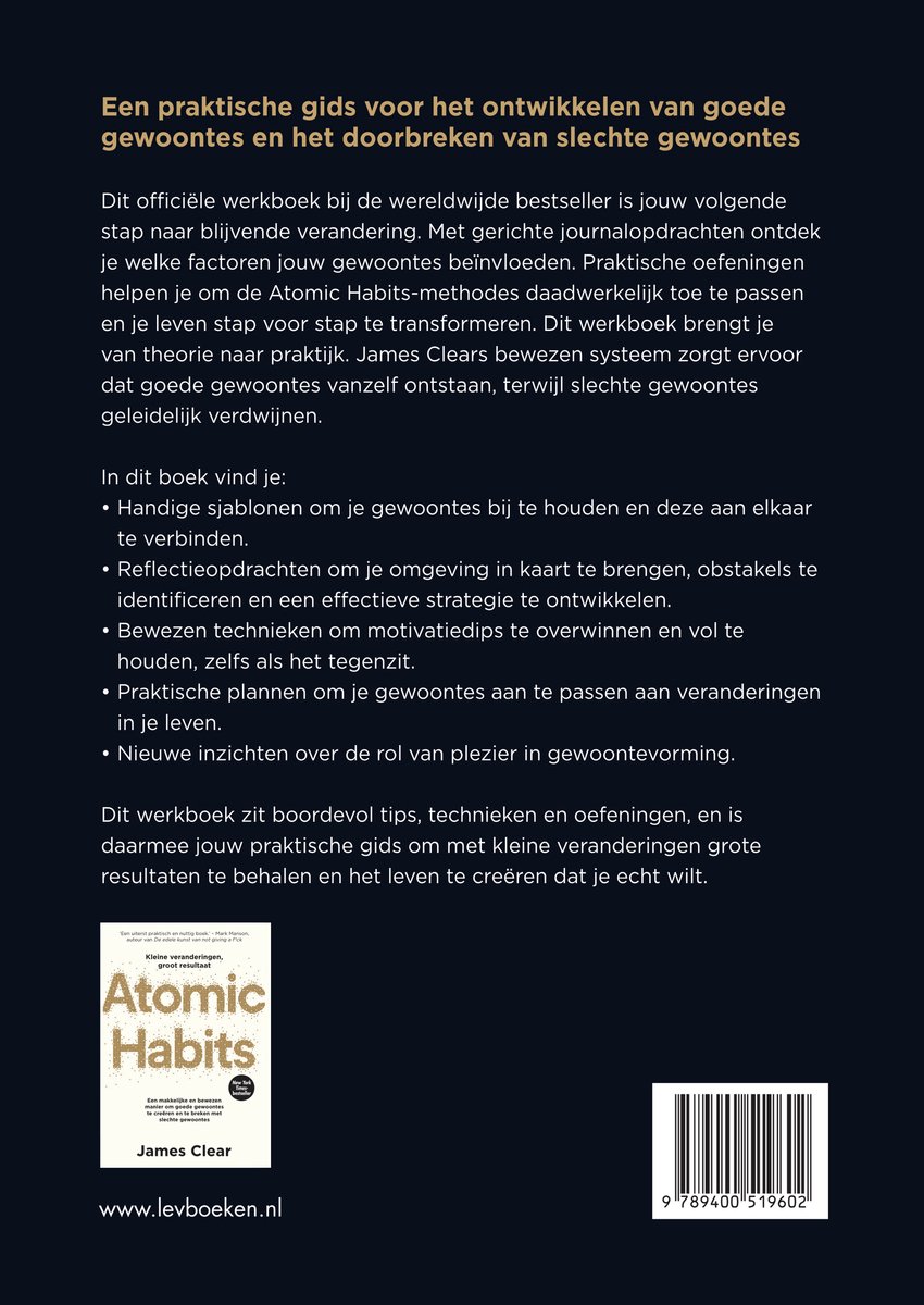 Het Atomic Habits werkboek - back cover