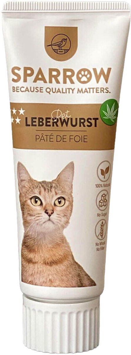 Sparrow leverworstpasta met cbd voor katten 75 gr