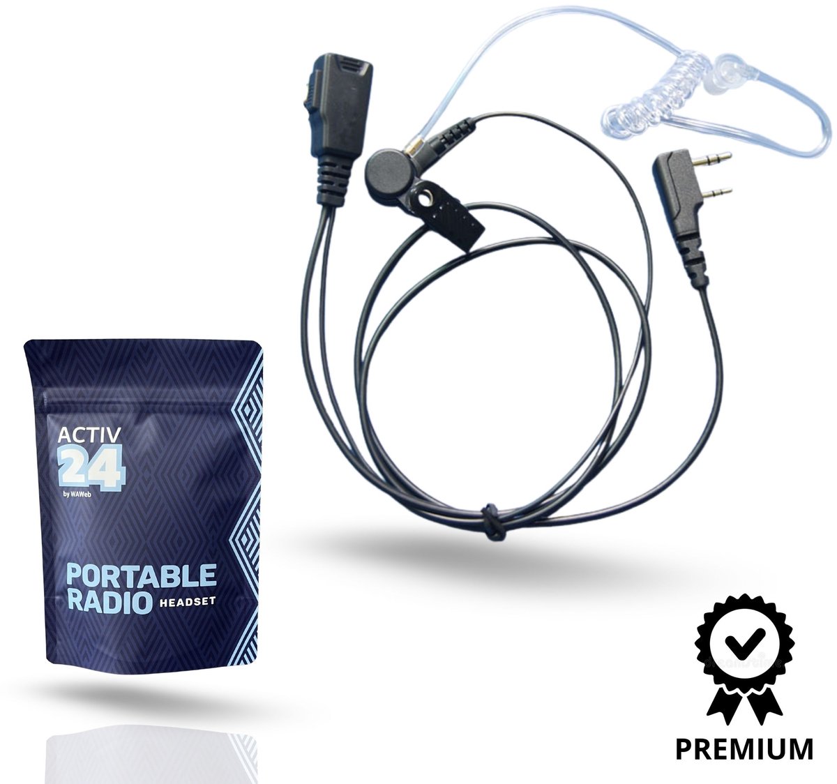 Activ24® - Premium headset voor portofoons - 2 pins K-type - in ear met transparante akoestische slang – professionele kwaliteit