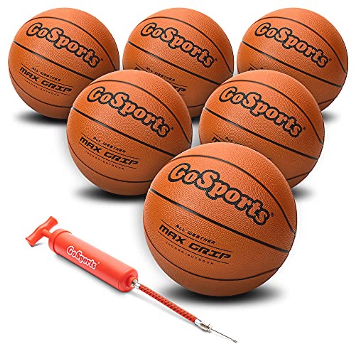 Rubberen Basketbal Set voor Binnen en Buiten - 6-Pack met Pomp en Draagtas
