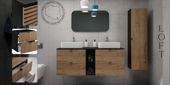 Lomadox Badkamermeubel wastafel-onderkast 80 cm zwart