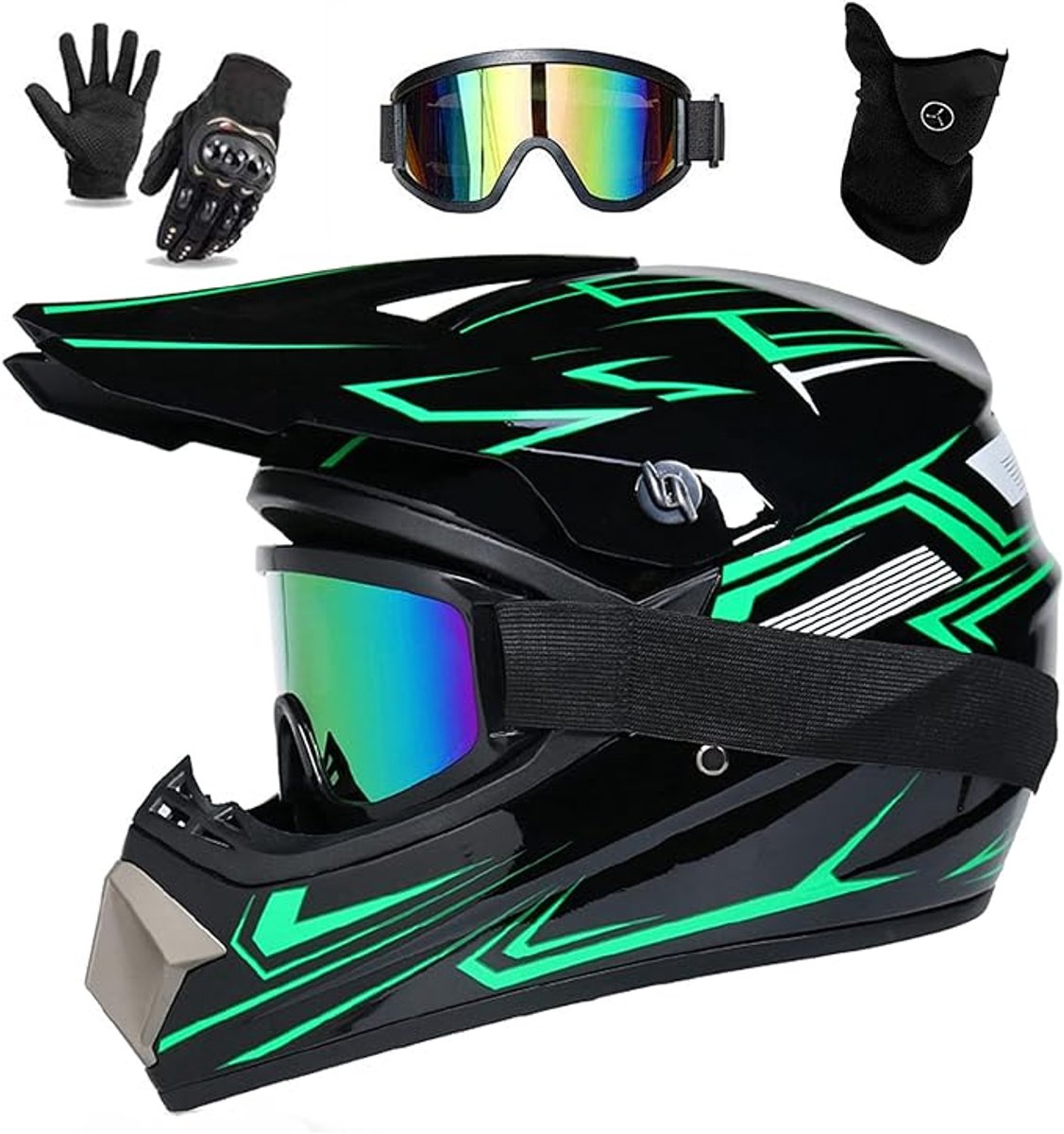 Downhill Motorhelm voor Kinderen & Volwassenen – D.O.T. Gecertificeerde ATV & MTB Integraalhelm Set – Inclusief Bril, Handschoenen & 4 Maten Helmvoering Downhill Motorhelm voor Kinderen & Volwassenen – D.O.T. Gecertificeerde ATV & MTB Integraalhelm Set – Inclusief Bril, Handschoenen & 4 Maten Helmvoering