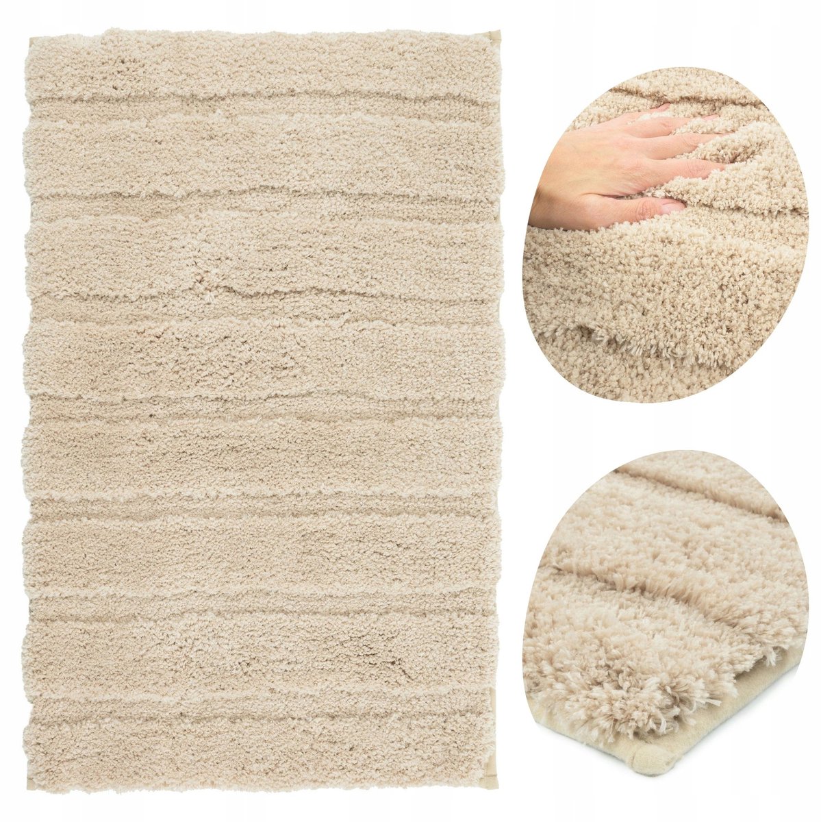 Zachte Antislip Badkamermat Beige 60x90cm - Extra Dik en Pluizig