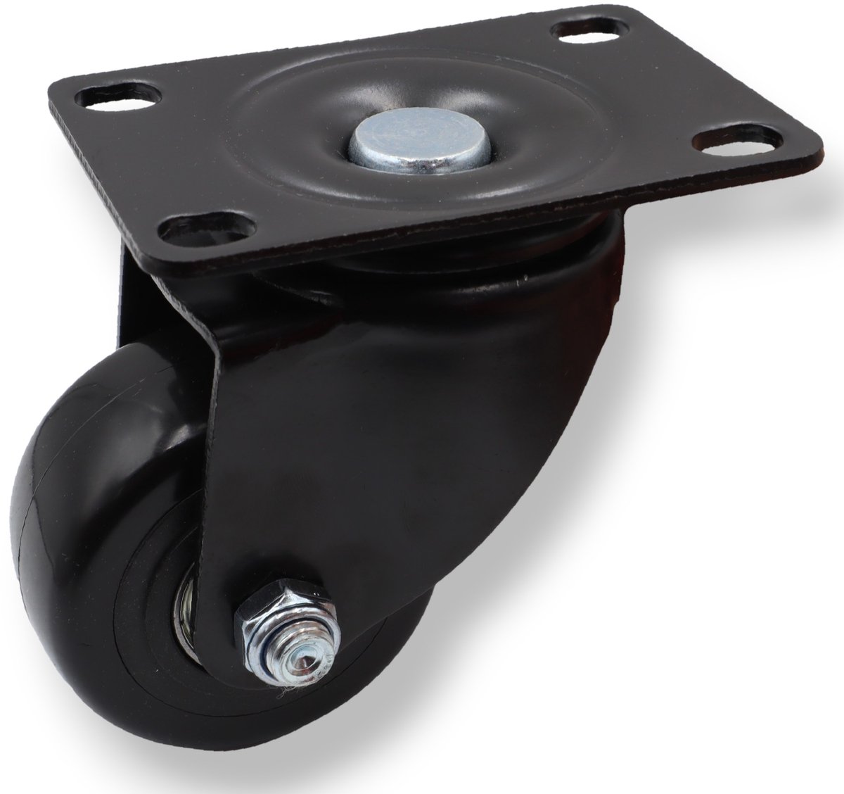 Zwenkbaar Meubelwiel 65mm Rubber Zwart - 70kg Draagvermogen