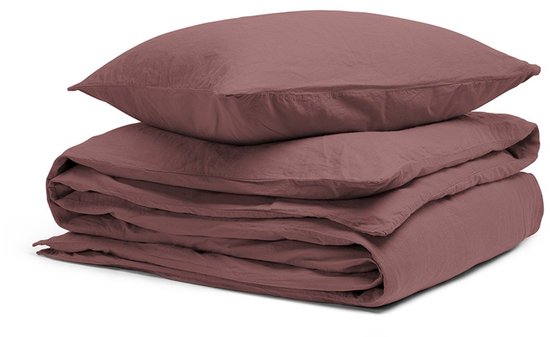 Yumeko dekbedovertrek hennep/katoen deep raspberry 140x220 + 1/60x70 - Biologisch & ecologisch