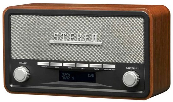 Denver DAB Radio - Retro Radio - Bluetooth - DAB+/ FM - Dimbaar - Batterijen & Netstroom - DAB18