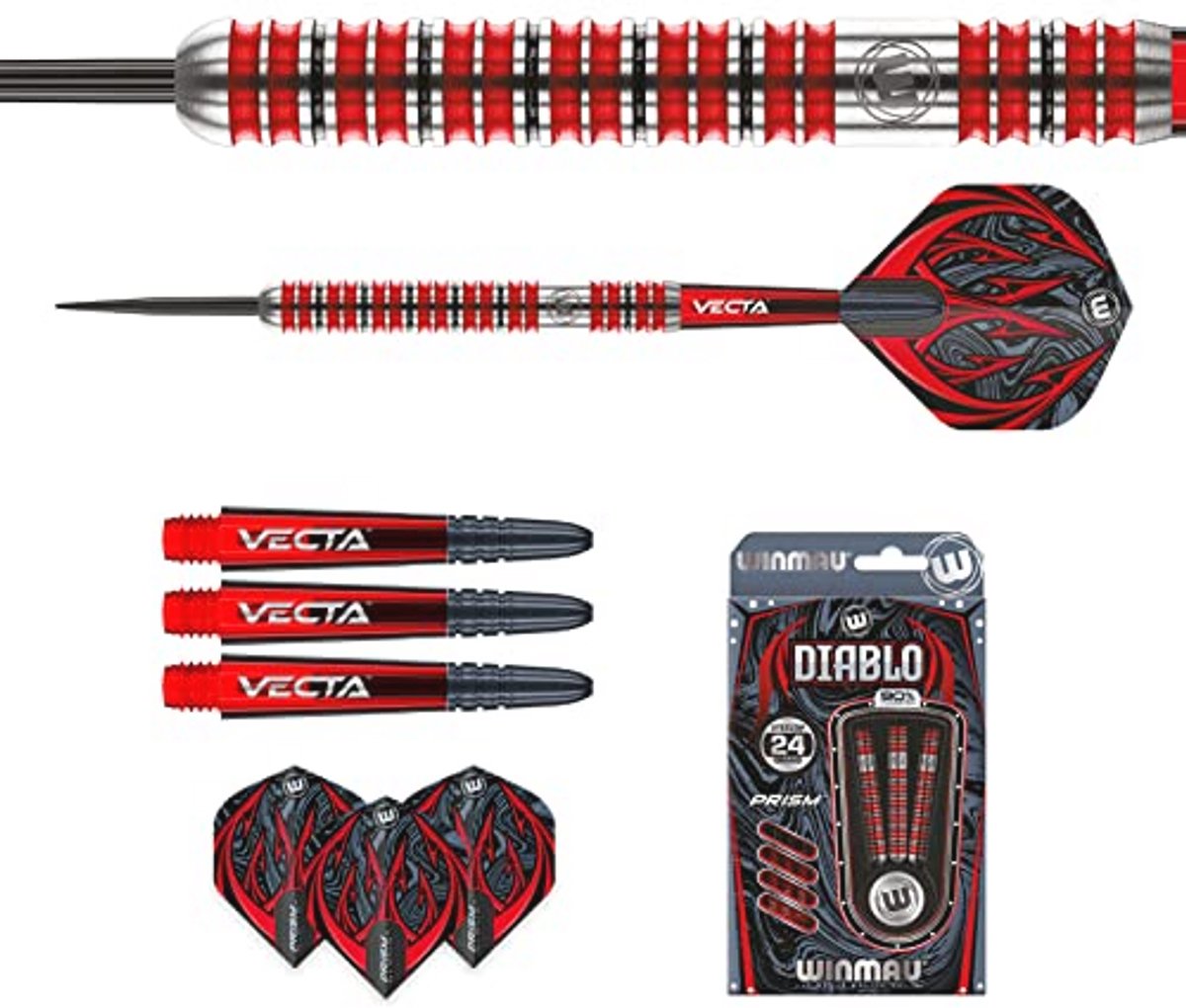 Professionele 24g Steeltip Tungsten Darts Set met Flights en Stems