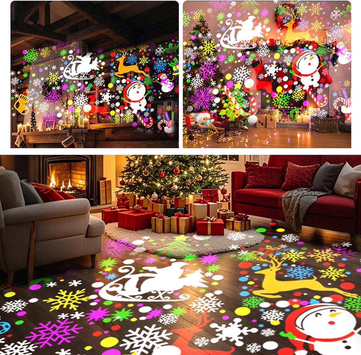 Kerst Projectielamp - LED Projector met 16 Lichtpatronen - Buiten Kerstverlichting voor Tuin en Muur - Feestelijke Projectie voor Ramen en Erf - Kerstdecoratie - Zwart - 1 Stuk – foto 3