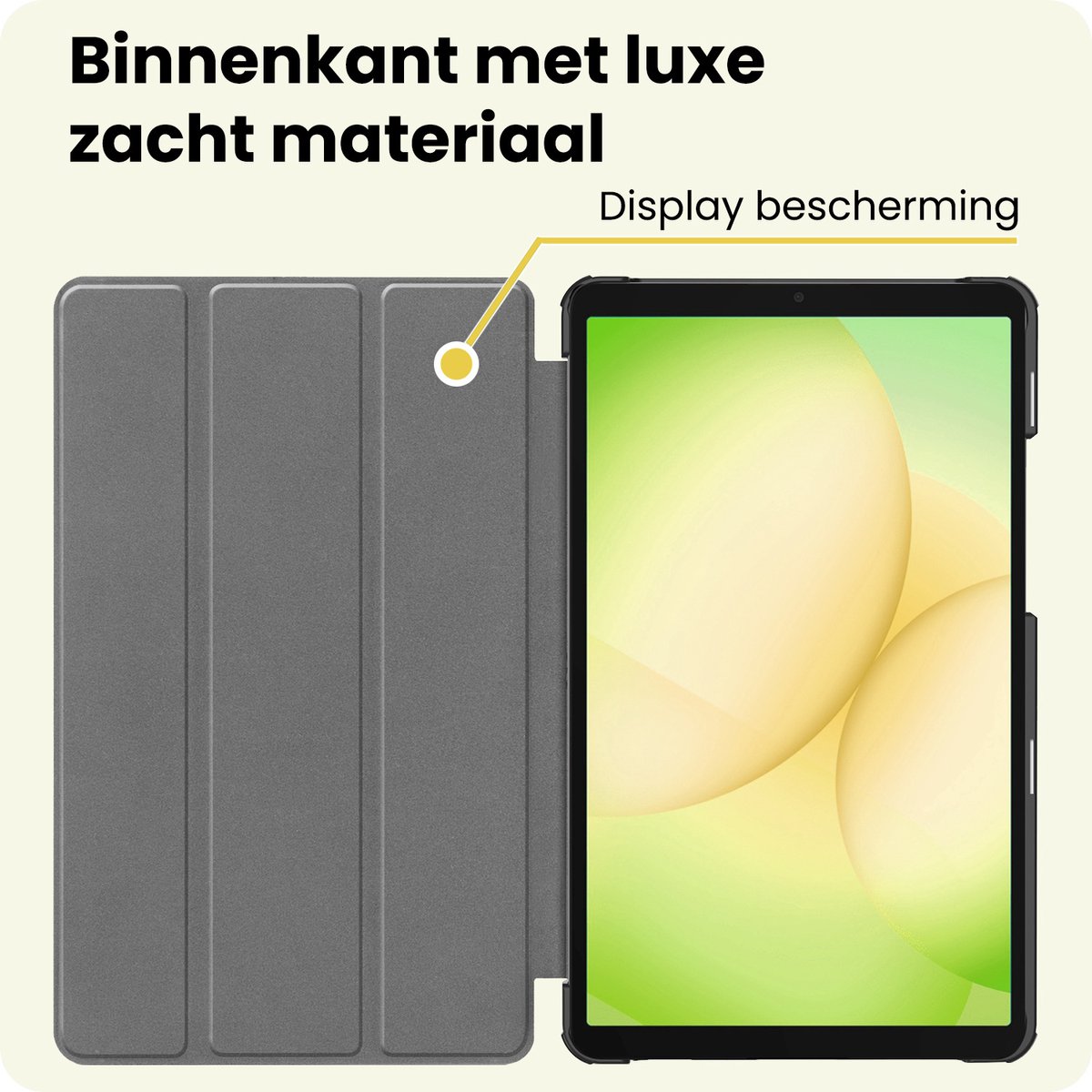 Hoes - Geschikt voor Samsung Galaxy Tab A11 Plus - Dun & Stevig - Trifold Bookcase - Hard Cover - Hardcover Book Case - Tablet Hoesje - Zwart — afbeelding 6