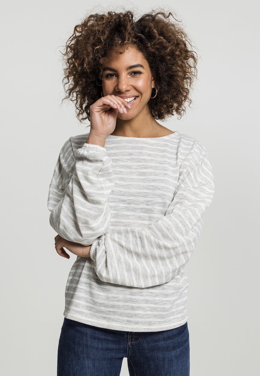 Urban Classics Oversize Stripe Pullover Longsleeve top S Grijs