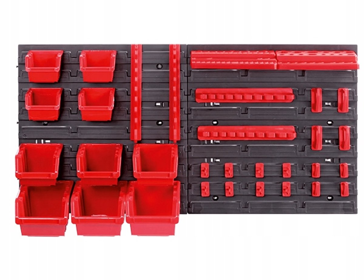 Gereedschapswand 78x39cm met 11 bakjes, haken & hangers