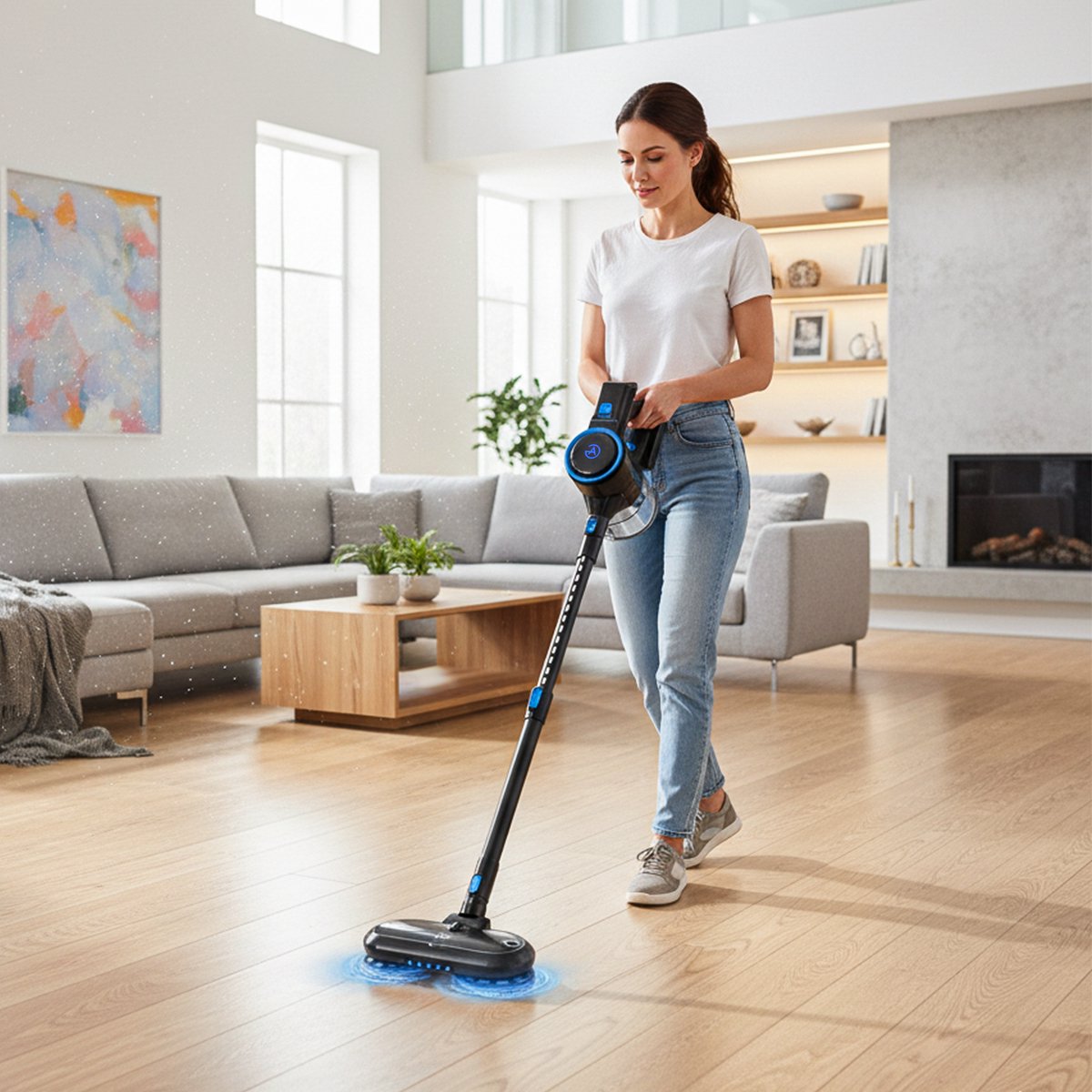 AG4100+ Steelstofzuiger Draadloos – Met Dweilfunctie 2 in 1 – Midnight Blue – Krachtige Stofzuiger Zonder Zak – Geschikt voor Dierenharen – Compact & Lichtgewicht Kruimeldief – foto 5