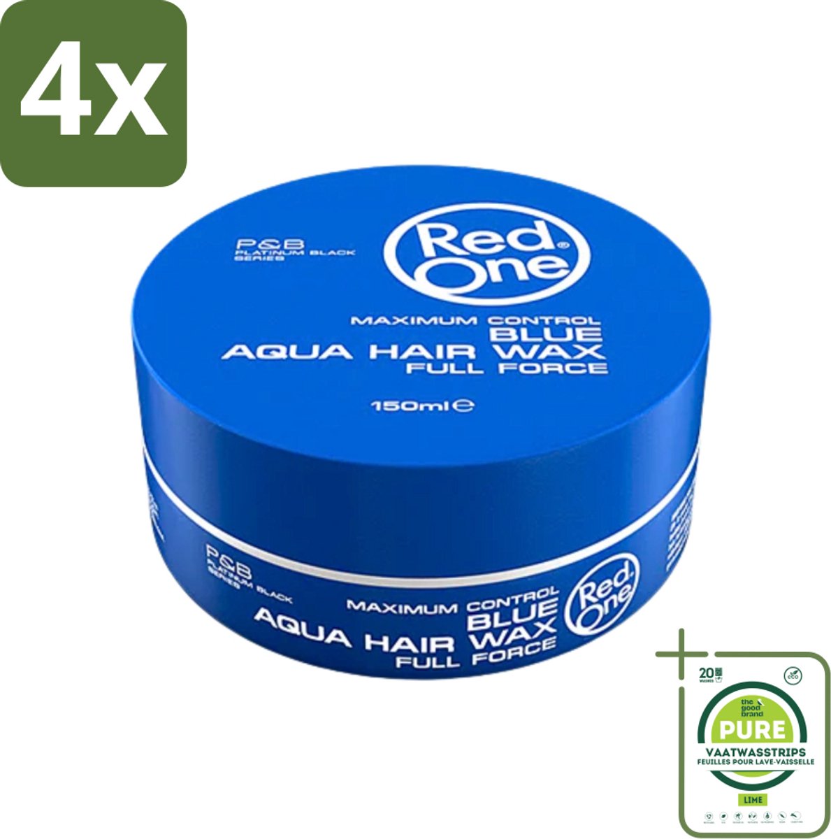 Red One Aqua Hair Wax Blue 150 ml - Voordeelverpakking - 4 stuks - Haarwax - Stylingwax