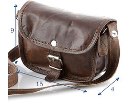 Sac à main – Sac banane – Aria – Style urbain Chique – Cuir véritable marron – 15 x 9 x 4 cm – Sac pour smartphone femme en cuir véritable – Handgemaakt main – Modèle 040