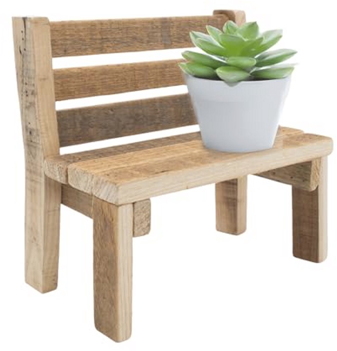 Miniatuur Decoratieve Houten Bank voor Bloemen - 23 x 21 cm - Tuindecoratie en Vensterbank Accessoire