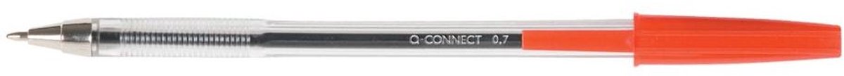 Q-CONNECT balpen | met dop | 0 | 7 mm | medium punt | rood | doos van 50 stuks