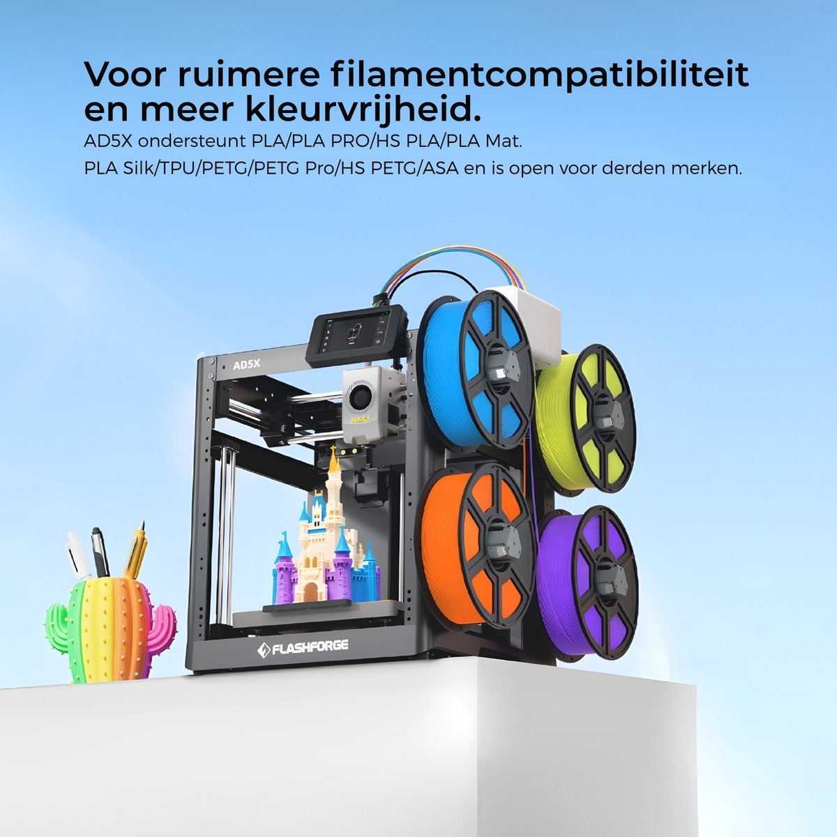 Flashforge Adventurer 5X High-Speed Multi-Color 3D Printer Touchscreen - Intelligent Filament Systeem - 4 Spoelen - 600mm/s – CoreXY – 220×220×220mm – WiFi — afbeelding 7