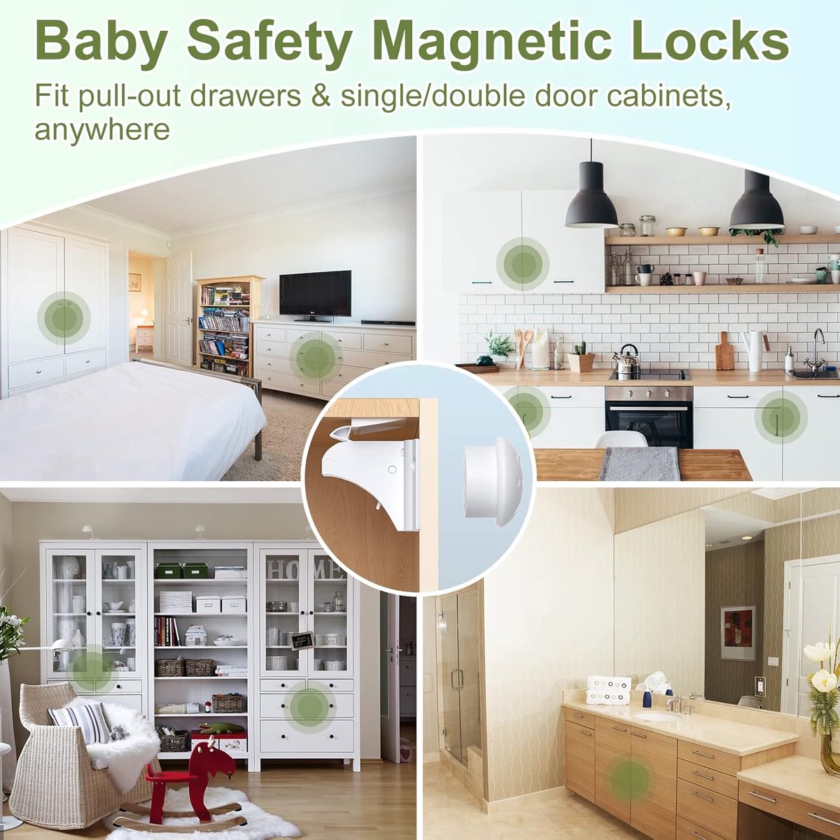 Kinderslot Kastjes - 8 Kindersloten + 2 Sleutels - Kastbeveiliging Voor Kinderen - Magnetisch Kinderslot - Onzichtbaar kinderslot - Kinderslot magneet - Veiligheidsslot voor Kastjes - Baby Beveiligin - baby slot - kinder slotjes - Wit – foto 4