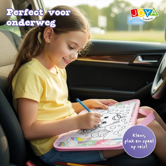 Unicorn Reispakket - Kleurboek en Tekenpakket Meisjes voor Onderweg - Reisspeelgoed met Stickerboek en Doeboek - Vakantieboek - Joya Creative