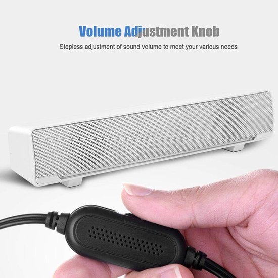 USB Soundbar Speaker, PC, Stereo Soundbar, Music Player, Bass Surround Soundbox, 3.5mm Input for Desktop/Laptop/TV/Smartphone/Tablet/MP3/4 (White) — afbeelding 5