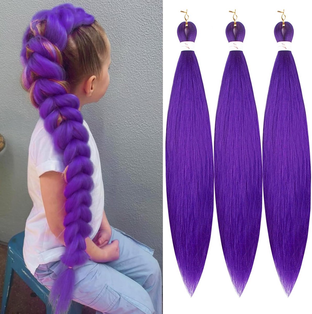 Pre Stretched Purple Vlecht Haar 3 Bundels 32 Inch Crochet Extensions Voor Twists