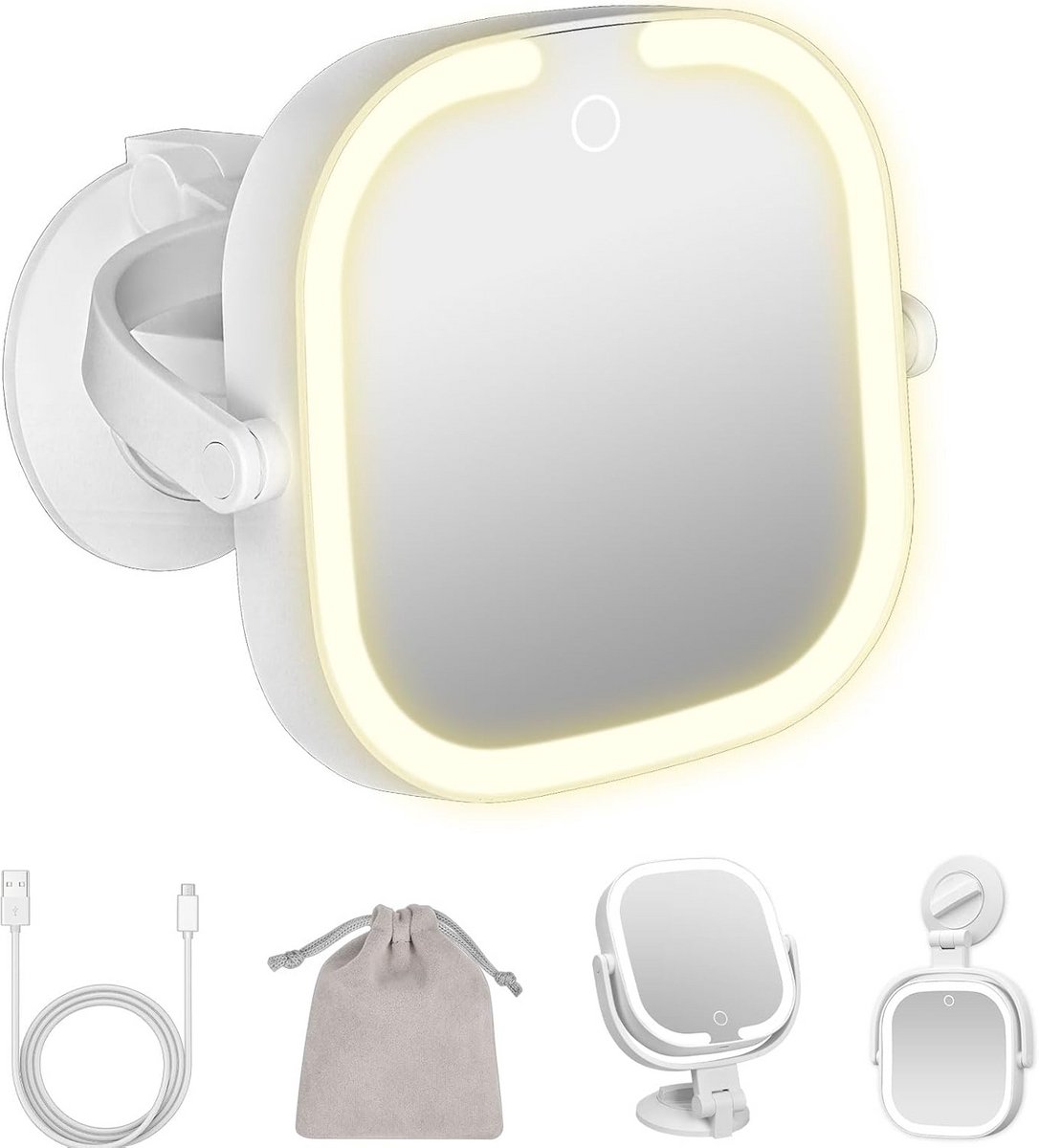 LED Make-up Spiegel met Licht - 30x Vergroting & 3 Kleurinstellingen - Oplaadbaar