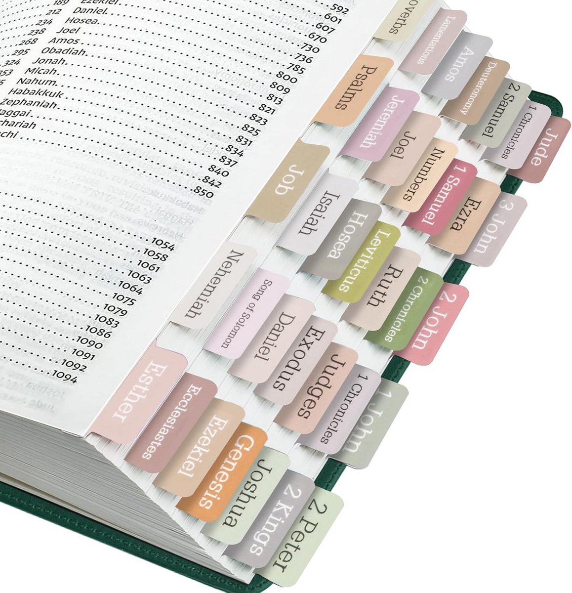 75 Gelamineerde Bijbeltabbladen met Grote Print - Index Tabs voor Eenvoudige Bijbelnavigatie