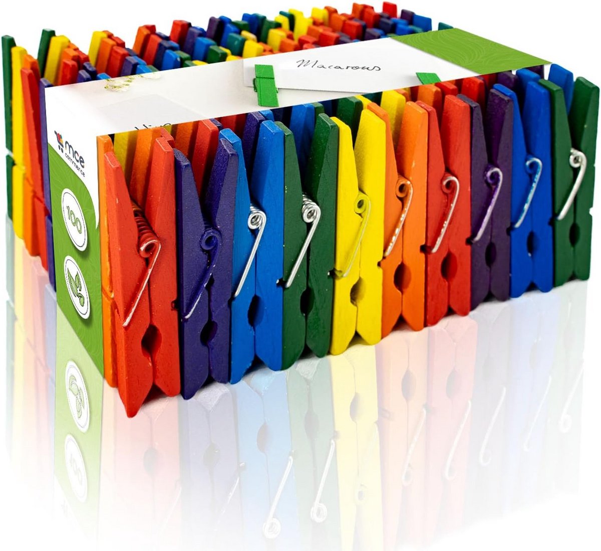100 Houten Wasknijpers Assorti Kleuren - 45 mm - Duurzaam Berkenhout