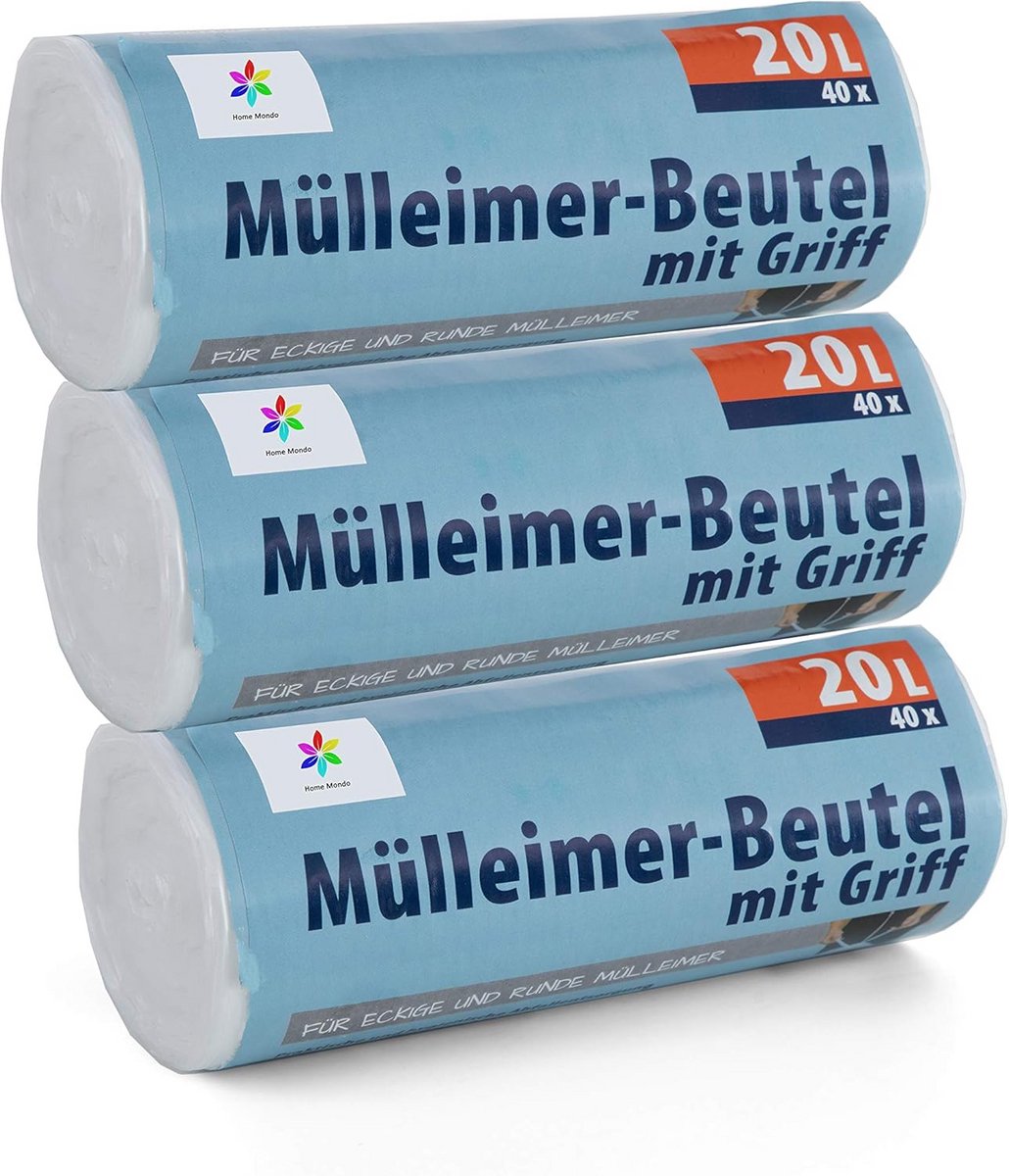 Set van 120 Afvalzakken met Trekband, 20 Liter Inhoud