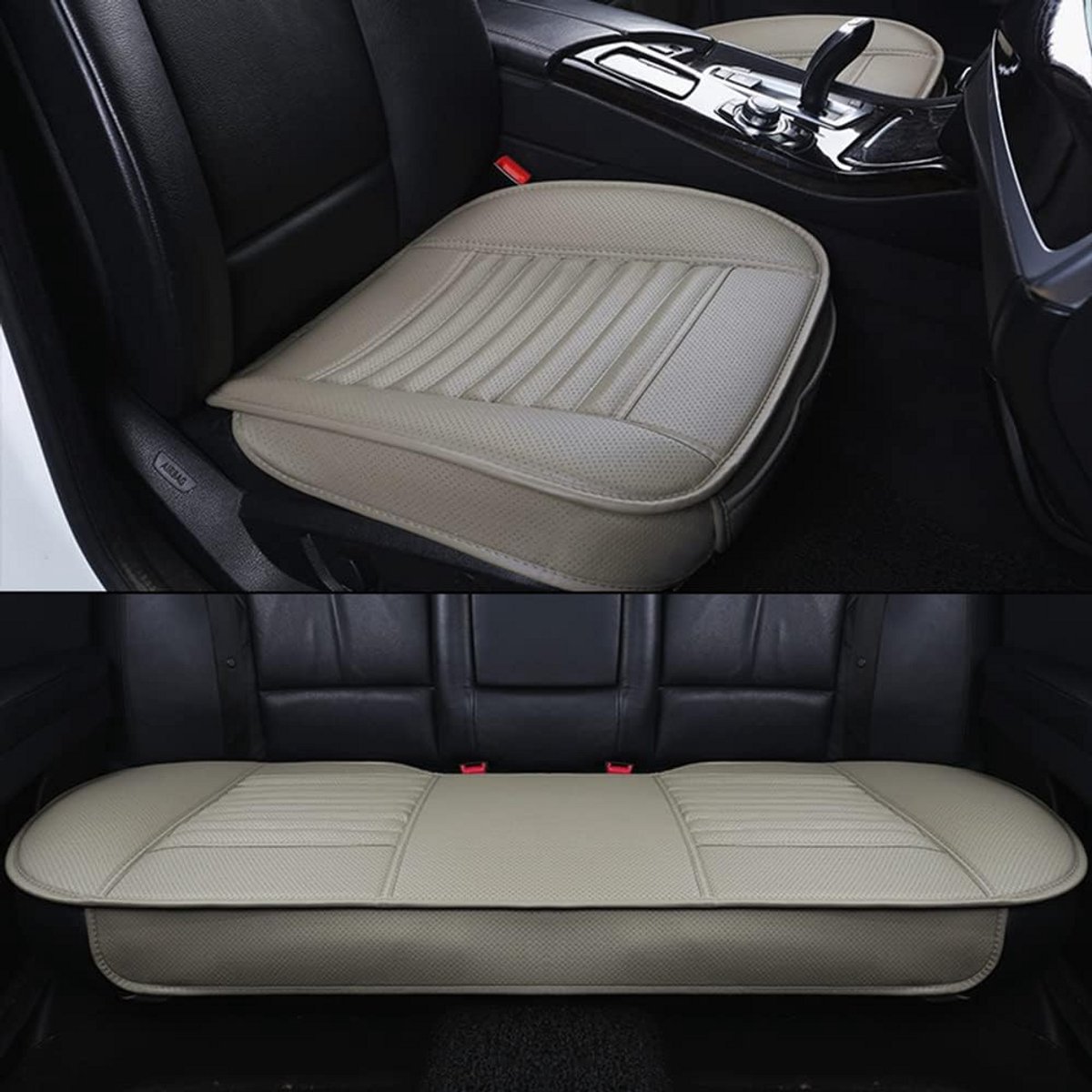 Comfortabel Bamboe Houtskool Zitkussen PU-Leer Universele Autostoelhoes Voor Stoel