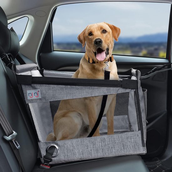 Siège auto pour chiens, sac de transport pour chiens pour la voiture, adapté aux petits, moyens et grands chiens, pour la banquette arrière ou le siège avant, coussin imperméable, maille respirante.