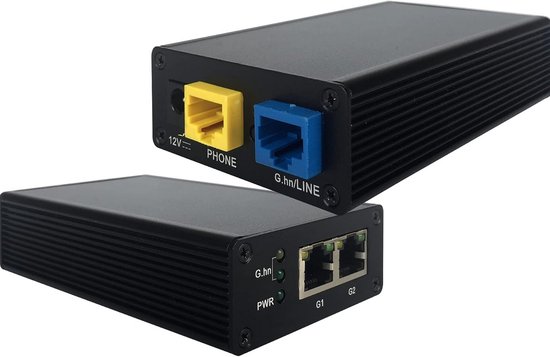 Foto: Modem set voor internet via telefoonkabel 1500 mbps gigabit netwerkuitbreiding