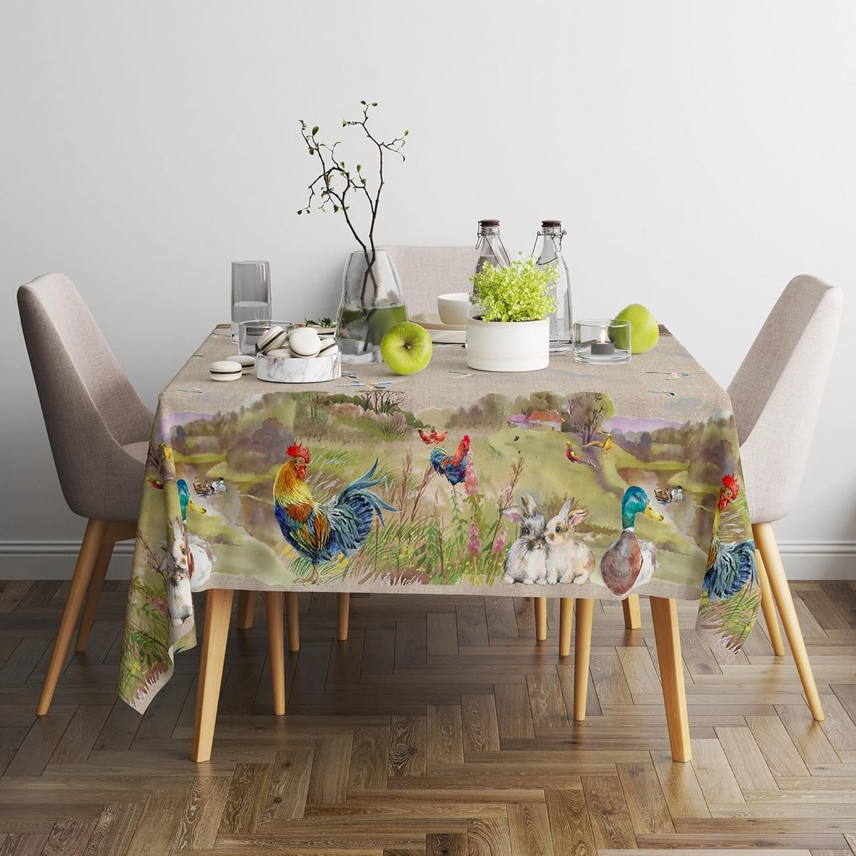 Rond Tafelkleed Katoen Landhuis Stijl 150x150 cm