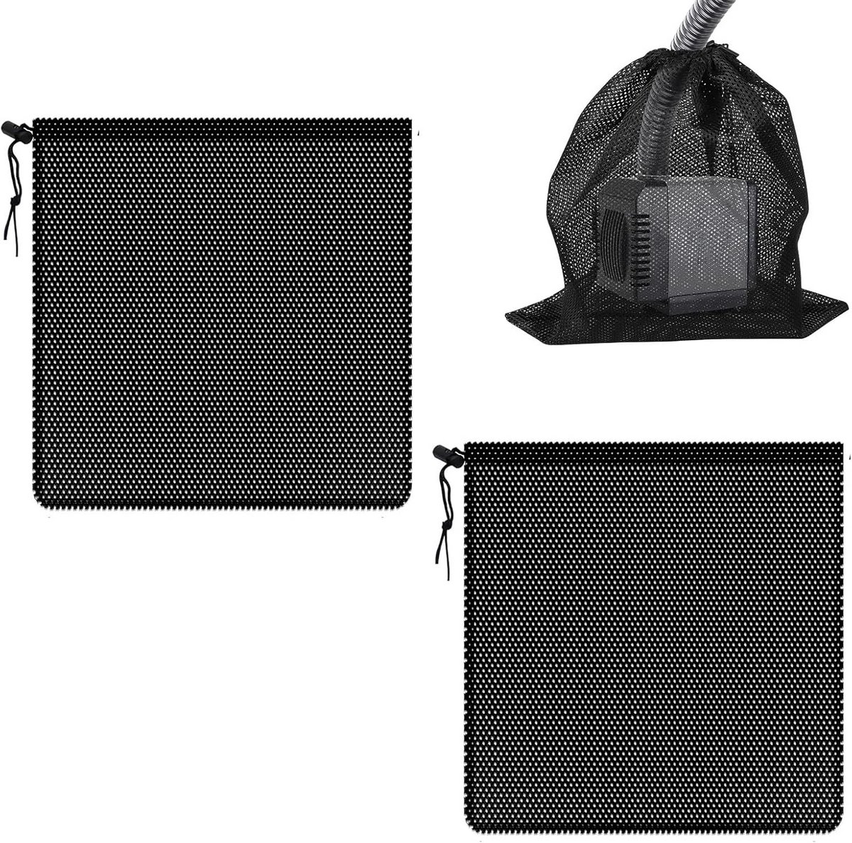 2 stuks Vijverfilterzakken met Trekkoord – Robuuste Pompbescherming voor Vijver & Aquarium (45x45 cm)