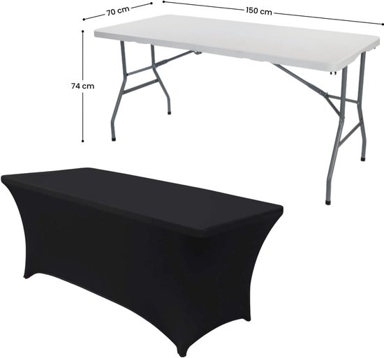 Opvouwbare Tafels 150 cm Wit - Inclusief Catering Tafelhoes - Perfect voor Feesten en Evenementen — afbeelding 3