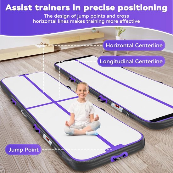 Professionele Gymnastiekmat 20cm Dik Inclusief Pomp en Tas - Opblaasbaar Turnmat voor Thuis en Sportschool — afbeelding 3