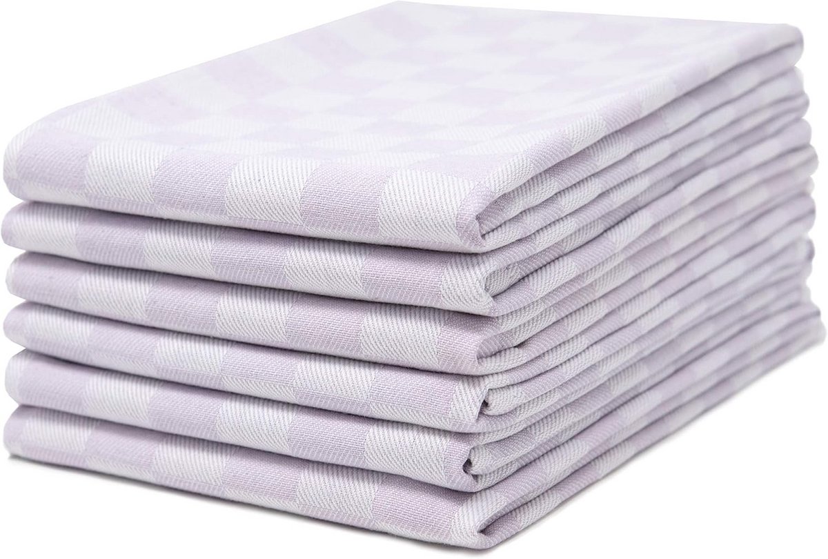 Set van 6 Absorberende Katoenen Theedoeken - 46x70 cm Keukenhanddoeken Lila