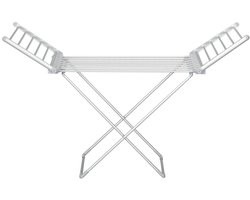 Droogrek - 144x53x96 cm - Opvouwbaar Droogrek Met Verwarming 45-55℃ - Voor Binnengebruik - Metaal - Wit