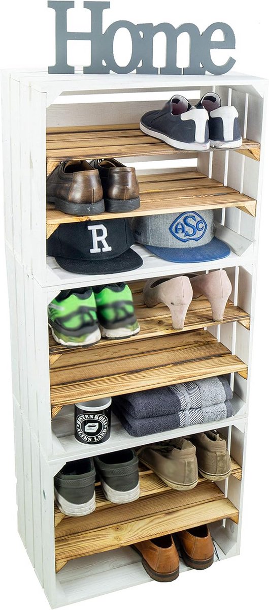 Set van 3 Houten Opbergrekken voor Schoenen - Modulair en Stabiel