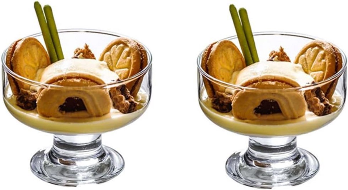 Set van 2 Kristallen Dessertkommen voor IJs en Snacks 184 ml